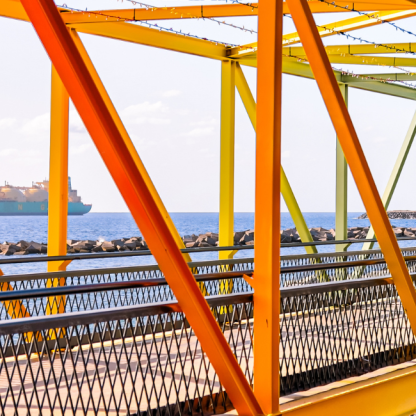Colorful footbridge linking San Andres to Playa de las Teresitas