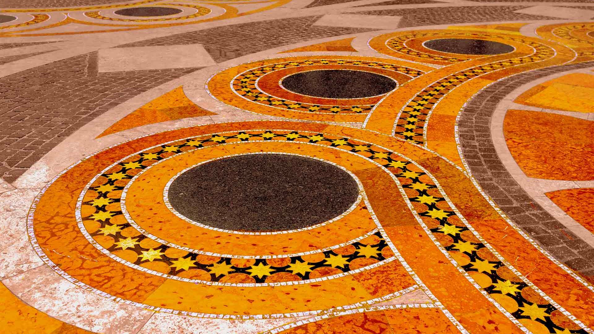 Colorful tiles in Budapest city, Hungary