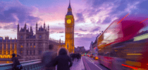 London, England - Iconic Red Double Decker Bus on the Move on We