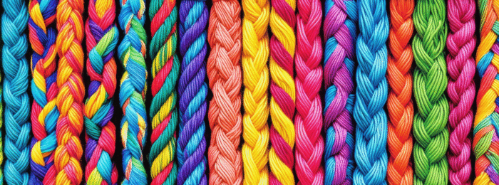 Close up of varying colors of rope.