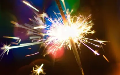 Hand Holding a Burning Sparkler Firework, Happy New Year and Merry Christmas Concept