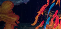 Colorful paper fish lanterns