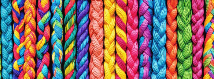 Close up of varying colors of rope.